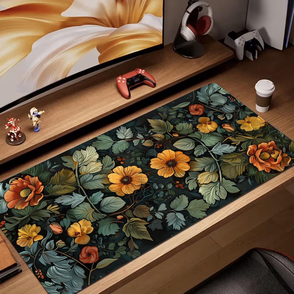 Retro Gaming Accessories - Retro flower art rendering Mouse Pad