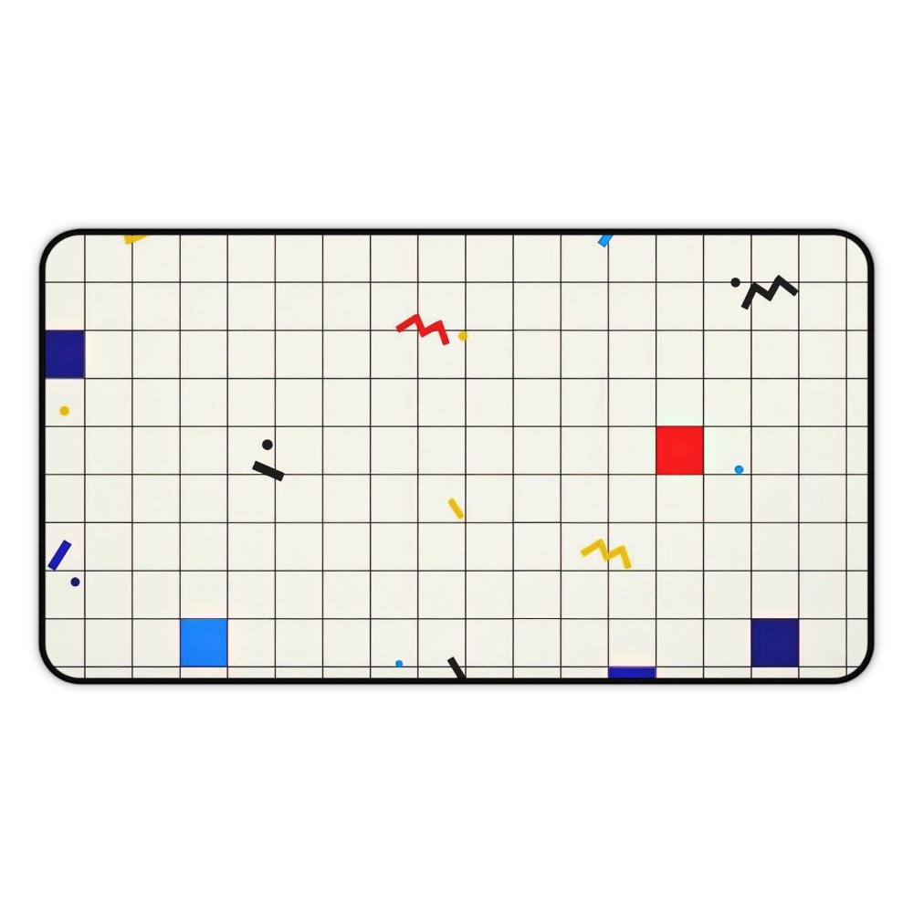 Retro Gaming Accessories - Retro Geometric Grid Desk Mat Mouse